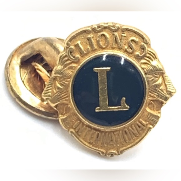 Vintage Gold plated Lions International Service Club Pin Tie Tack RegU.S PatOff. - Picture 2 of 6
